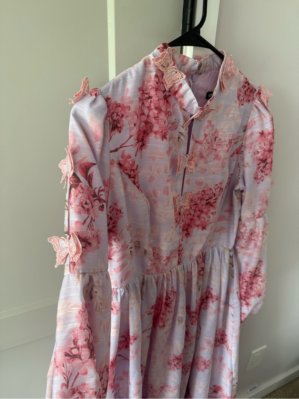 Ina Pink Floral Maxi Dress with Puff Sleeves - Picture 2 of 4